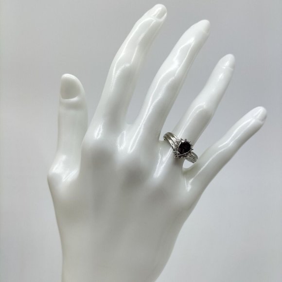 RUBY & DIAMOND PLATINUM White Gold Ring Real Genuine AUTHENTIC Sz 6.75 Vintage - Picture 9 of 10